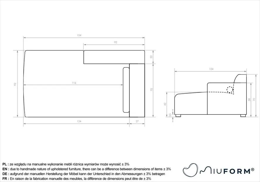 Svetlosivý modul pohovky (ľavý roh) Flex Felix – Miuform