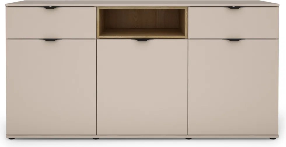 Široká komoda Avola, 180 cm, béžová kašmír/dub cremona