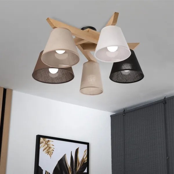 Brilagi - LED  Prisadený luster ANTHONY 5xE14/40W/230V dub