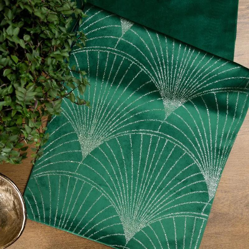 Dekorstudio Elegantný zamatový behúň na stôl BLINK 14 zelený Rozmer behúňa (šírka x dĺžka): 35x220cm