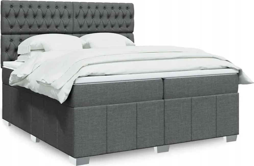 vidaXL Boxspring posteľ s matracom tmavosivá 200x200 cm látka