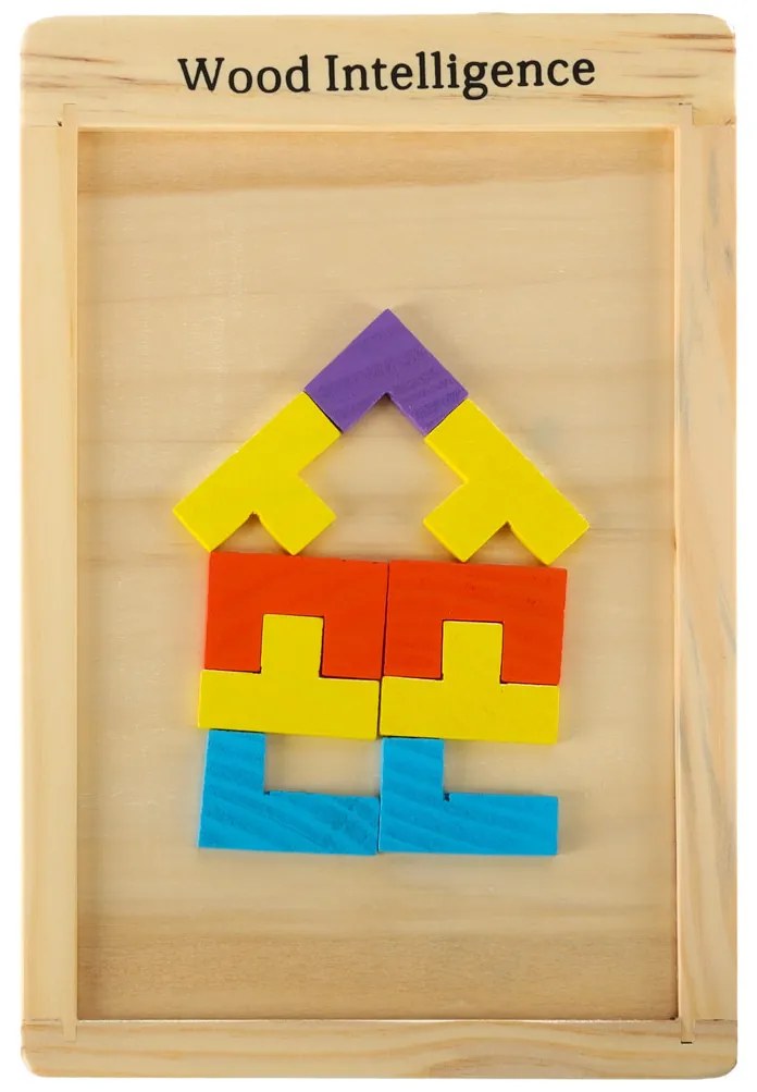 KIK Drevené puzzle tetris bloky 40el.