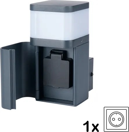 Brilagi - Vonkajšie nástenné svietidlo so zásuvkou SCHUKO PILLAR 1xG9/11W/230V IP44 antracit