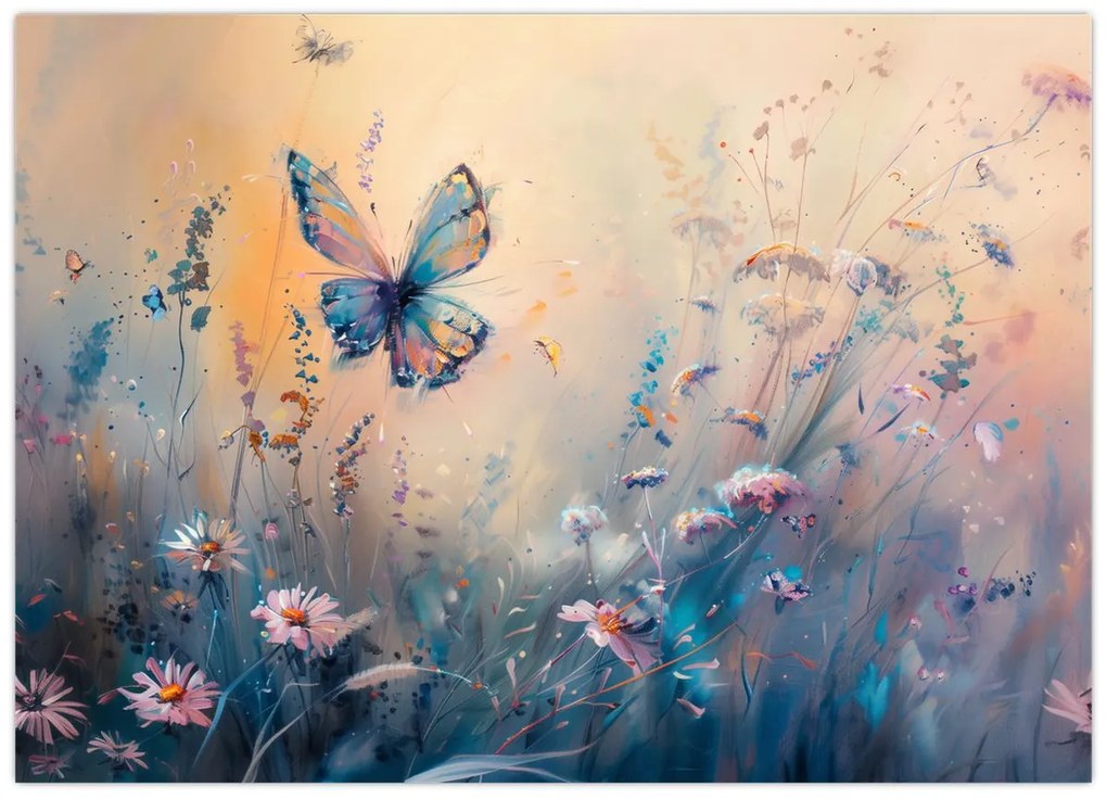 Obraz - Lúka s motýľom II. (70x50 cm)