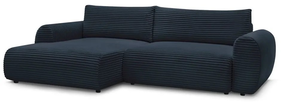 Tmavomodrá menčestrová rozkladacia rohová pohovka (ľavý roh) Lucien – Bobochic Paris