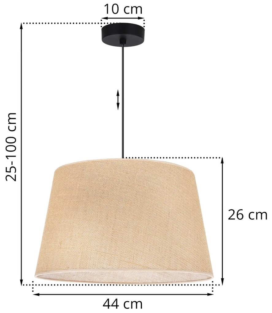 Závesné svietidlo Juta, 1x jutové tienidlo, (fi 44cm), b