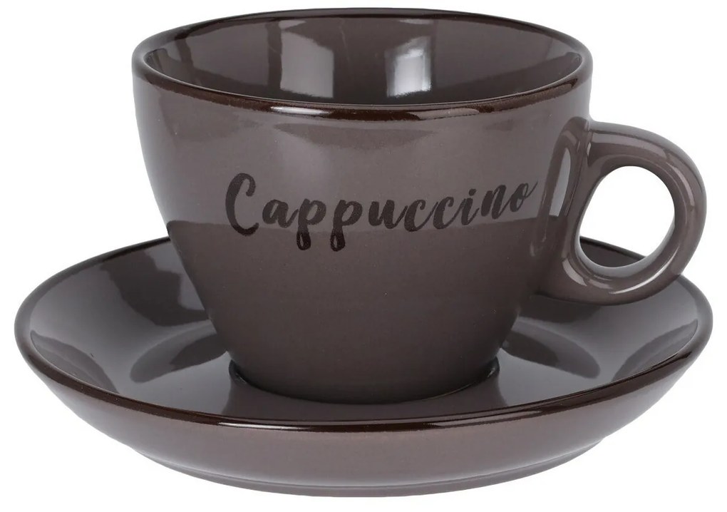 Súprava 4 kameninových šálok s podšálkami Cappuccino 220 ml, mix farieb