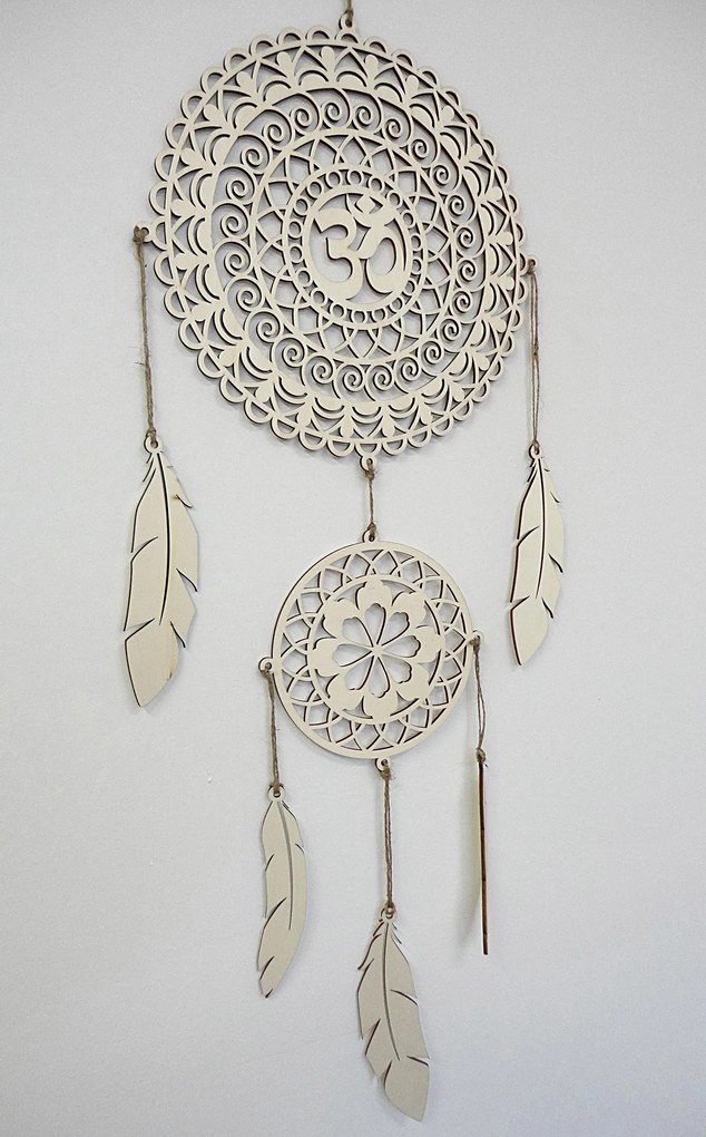 SENTOP | Drevený lapač snov OM Mandala - Boho dekorácia na stenu I SENTOP PR0001