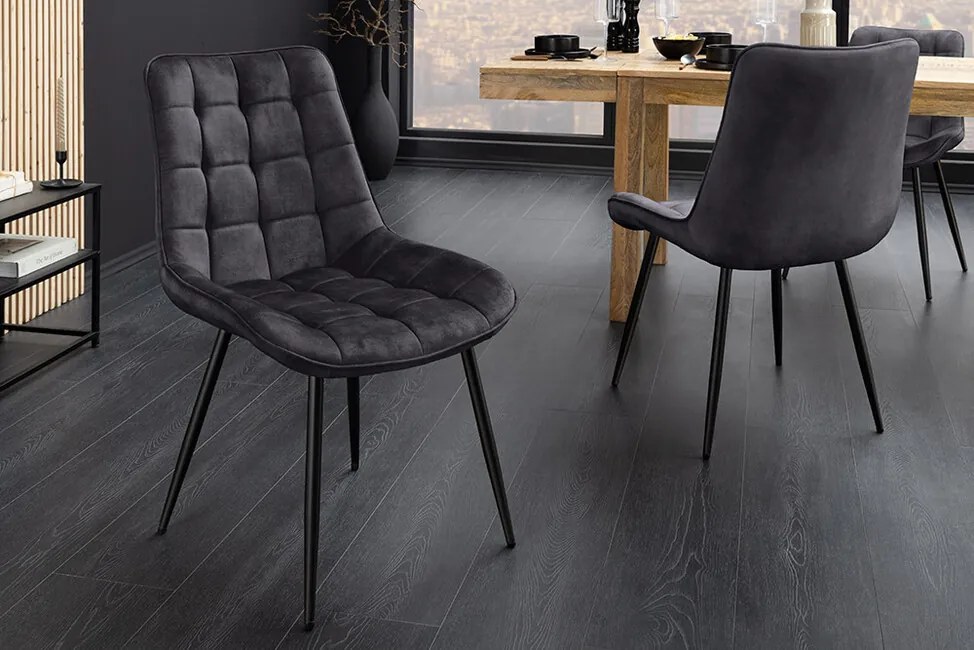 Dizajnová jedálenská stolička Granby šedá zamat