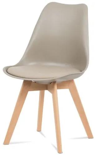 Retro jedálenská stolička vo farbe laté s tvarovaným plastovým sedadlom