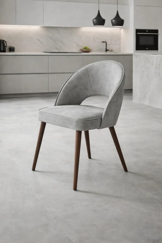 JEDÁLENSKÝ SET LOORE ROZKLÁDACÍ STÔL TMAVÝ ORECH + 6 X STOLIČKA SIVÁ