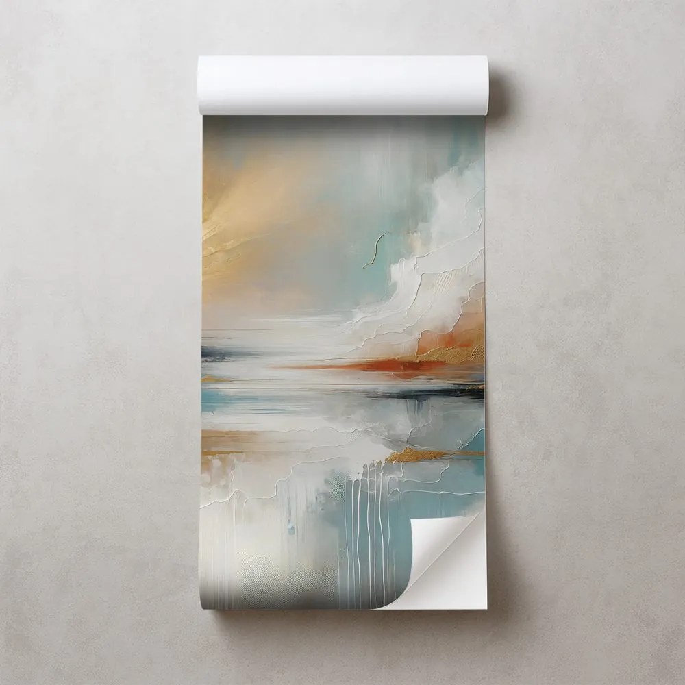 Samolepiaca tapeta abstraktné zlaté a modré tóny