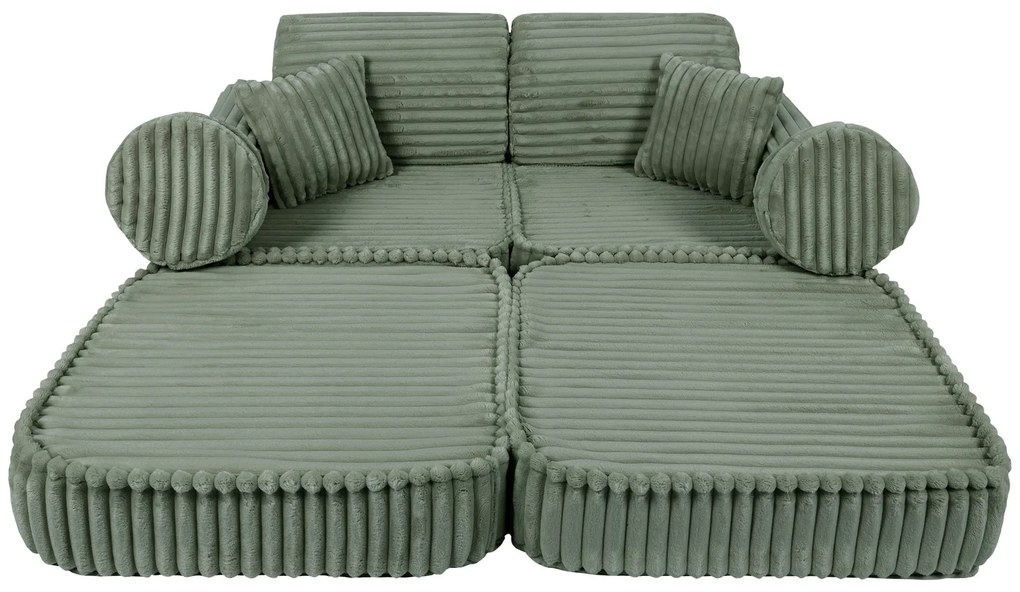 MeowBaby® Churros detská pohovka Plus, Olive Sage Green
