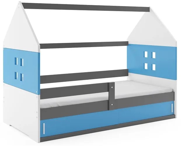 BMS Group Detská posteľ domček DOMI 1 sivá - modrá 160x80cm