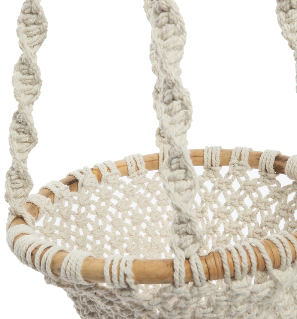 BAZAR BIZAR The Twisted Macrame Plant Holder - Natural White - L závesná dekorácia