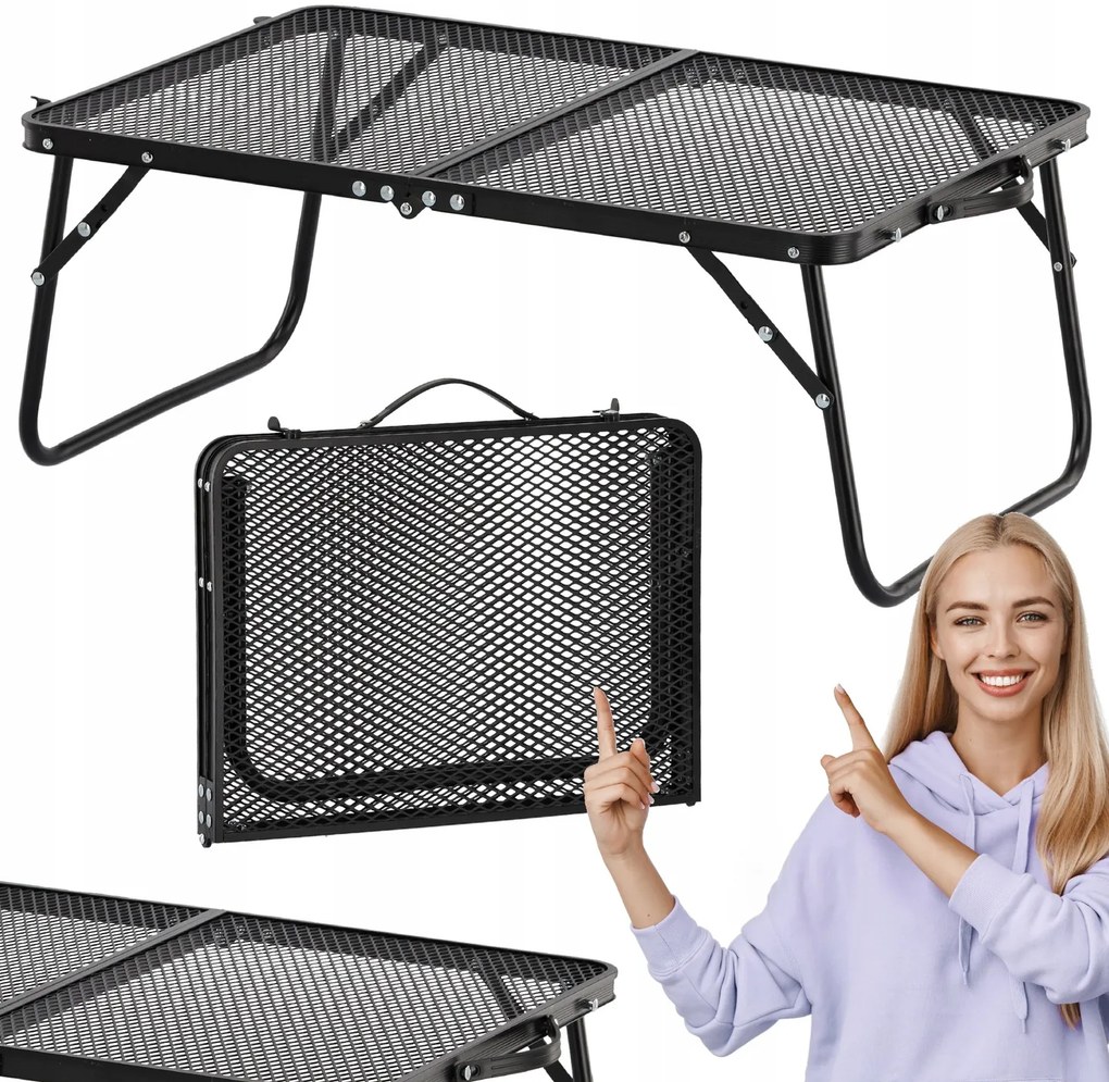 Skladací kempingový turistický stôl Komo 60 cm čierny
