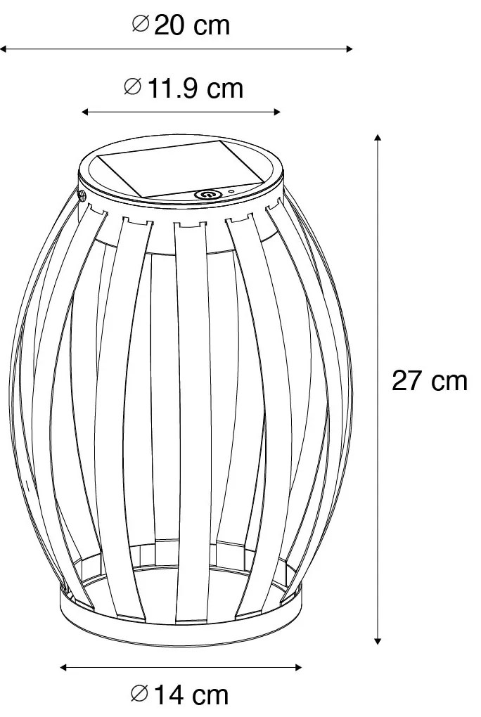 Vonkajšia stolná lampa čierna 3-stupňový stmievač solárny a nabíjateľný - Sheldon