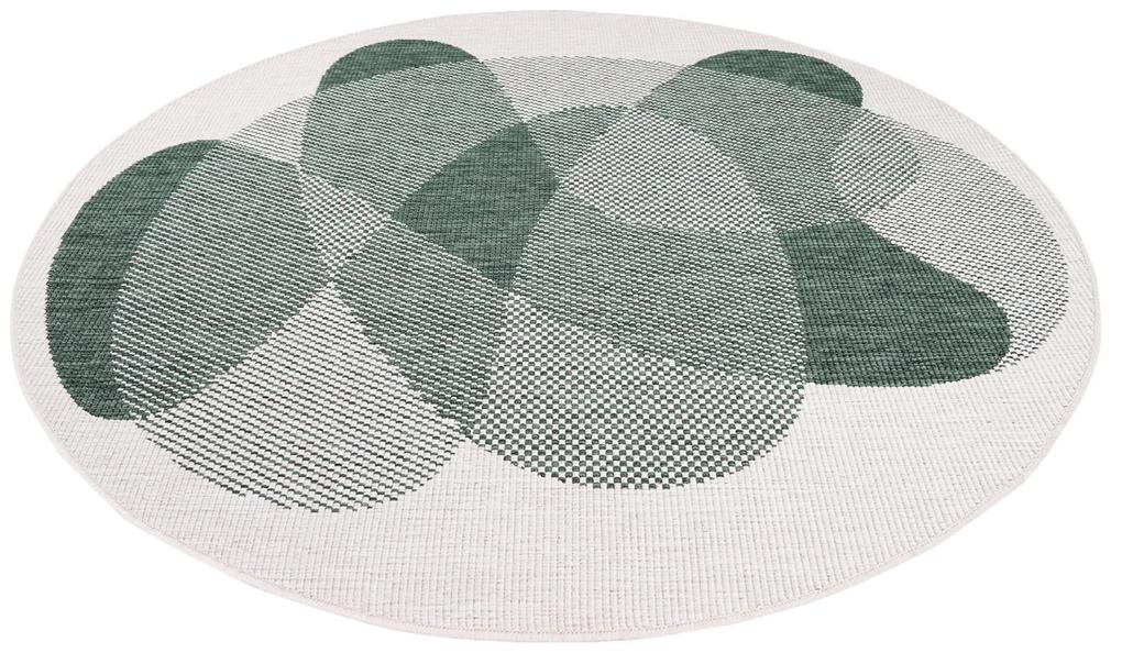 Dekorstudio Obojstranný okrúhly koberec na terasu DuoRug 5835 - zelený Priemer koberca: 160cm