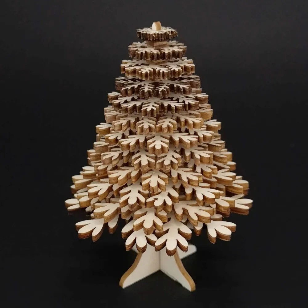 AMADEA Drevená dekorácia 3D strom prírodný 11 cm