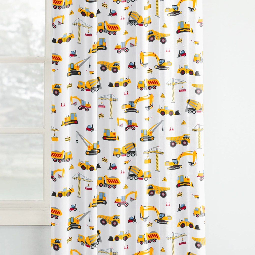 Goldea detský bavlnený záves - nákladné autá a bagre 240x150 cm