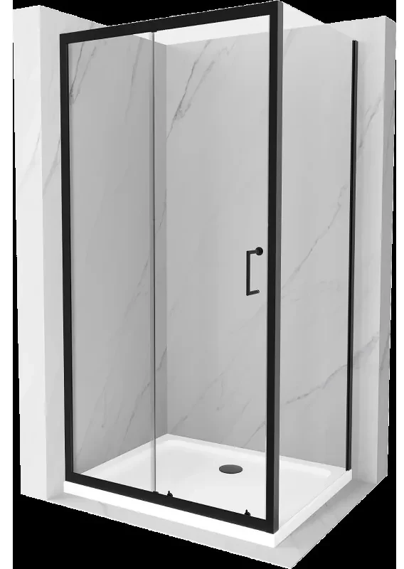 Mexen Apia sprchová kabína, posuvné dvere 130 x 70 cm, transparentnéné, čierna + závesný bidet Flat, biela