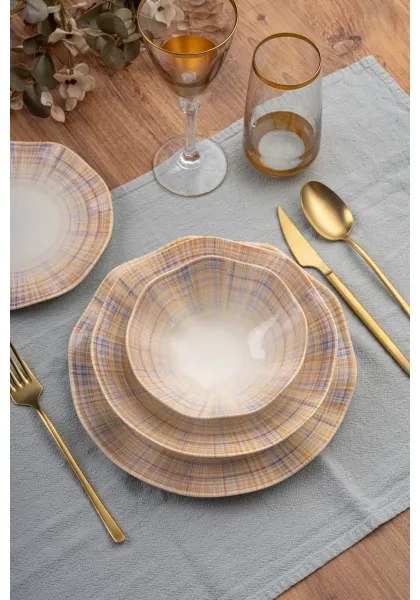 24-dielna jedálenská súprava, oranžová/modrá, porcelán