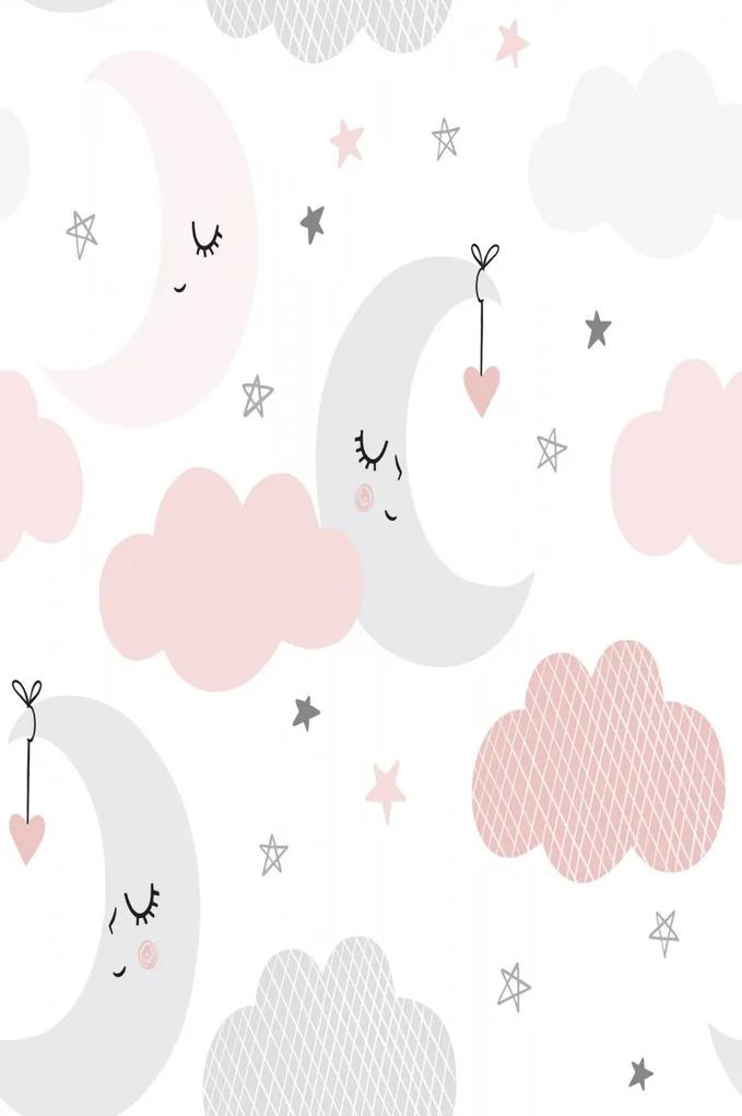Detský koberec Nočná obloha 100x150 cm šedý/ružový