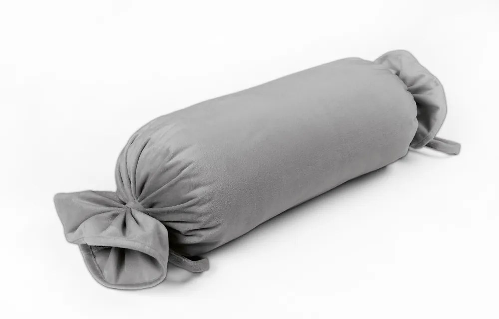 Biante Zamatový vankúš valec bonbon Velvet Prémium SVP-039 Sivý 15x80 cm