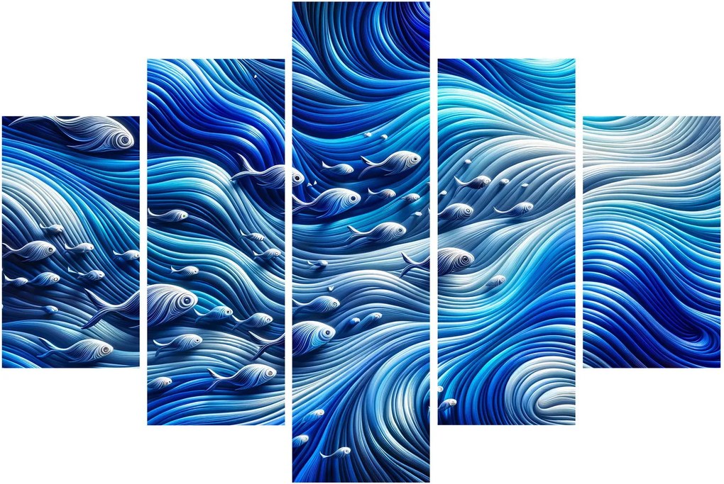 Obraz – Ryby vo vlnách (150x105 cm)