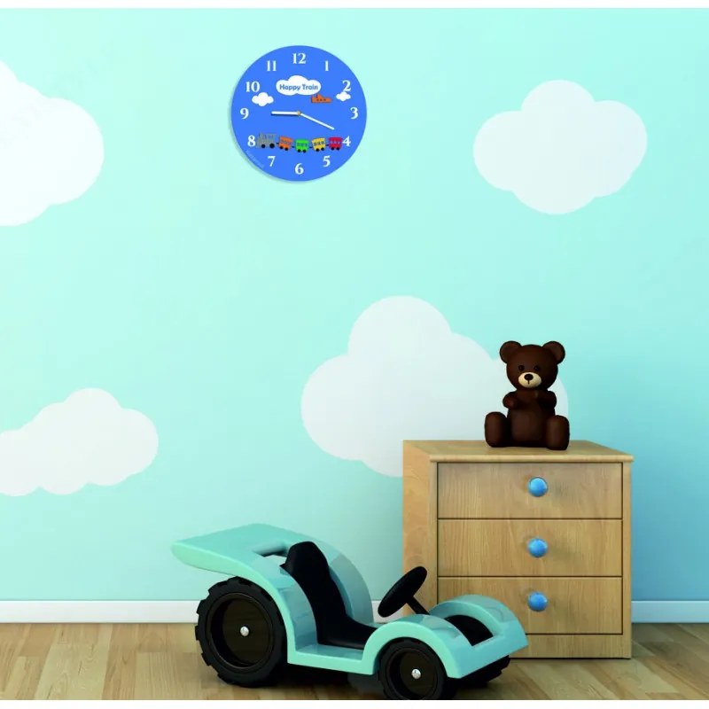 Moderné nástenné hodiny do detskej izby  I SENTOP FL-z97-BLUE-RAL5015