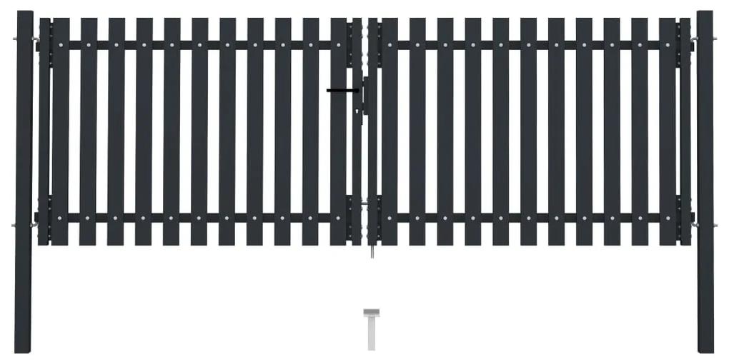 Dvojkrídlová plotová brána, oceľ 306x125 cm, antracitová 146350
