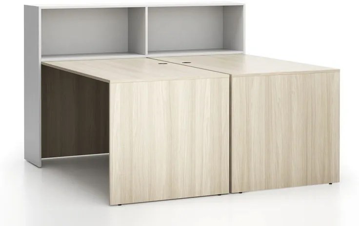 Kancelárska zostava double SEGMENT, dub prírodný/biela