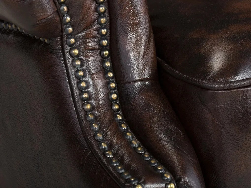 furniture-nabytek.cz - Kreslo ušák Chesterfield Pittsfield z pravej kože, hnedé – 89×79×104 cm