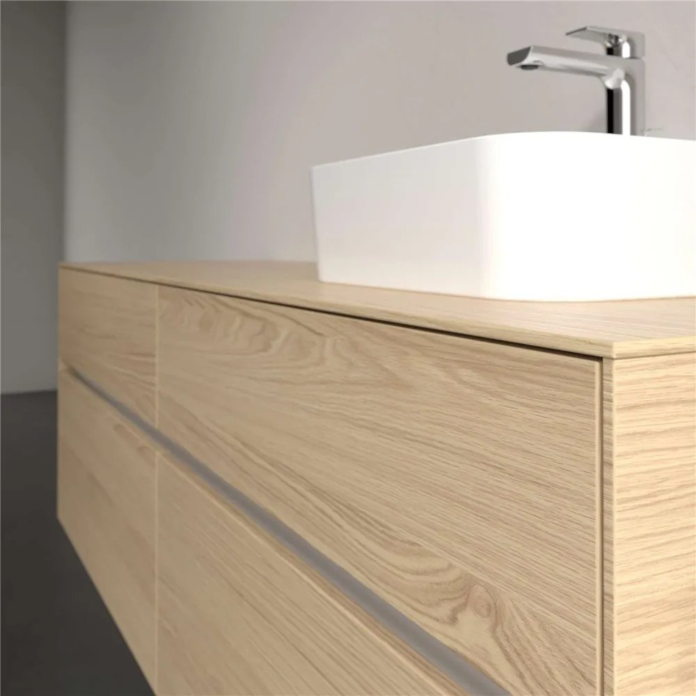 VILLEROY &amp; BOCH Collaro závesná skrinka pod umývadlo na dosku (umývadlo vpravo), 4 zásuvky, s LED osvetlením, 1600 x 500 x 548 mm, Nordic Oak, C106B0VJ