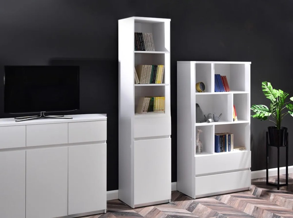 Vysoká komoda UNA 45 cm biela