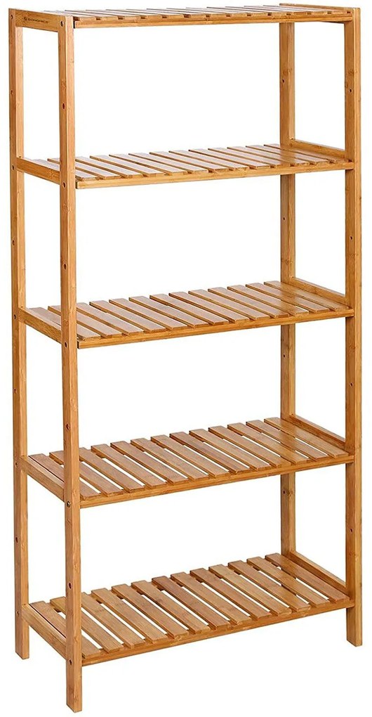 Bambusový regál do kúpeľne s 5 policami, prírodná farba