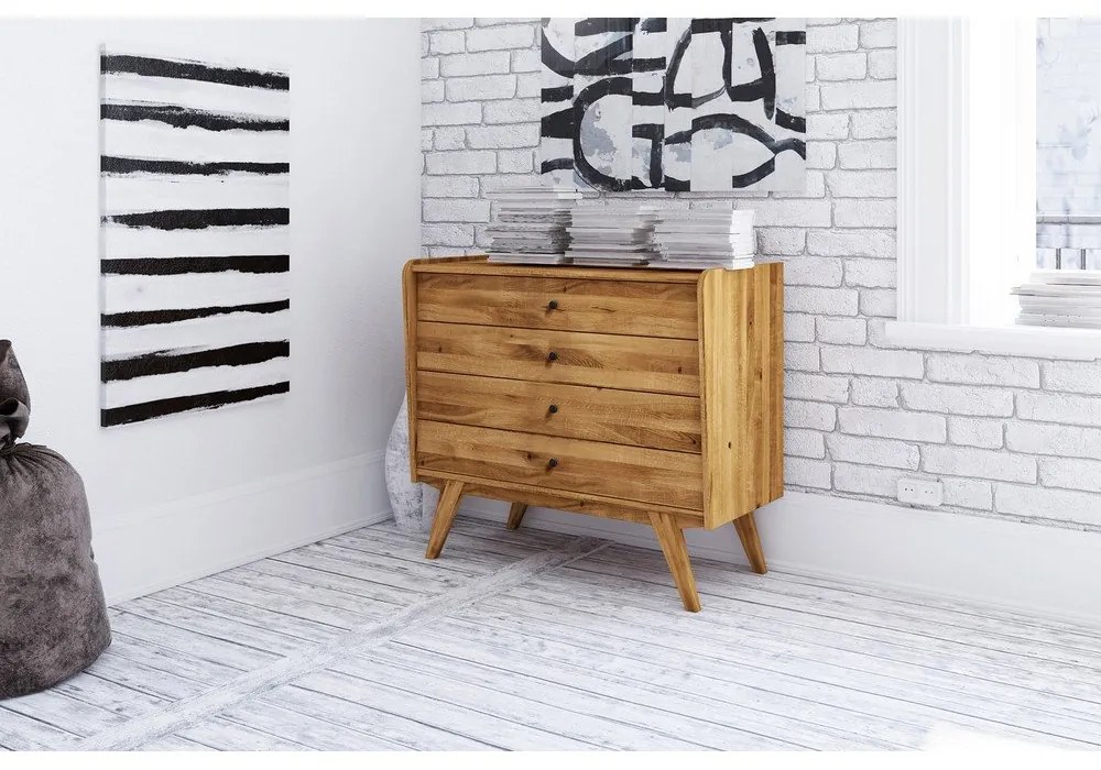 Nízka komoda z dubového dreva 100x90 cm Retro - The Beds