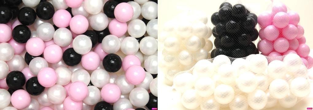 Welox Loptičky do suchých bazénov (200ks) - ružová, čierna, biela x2