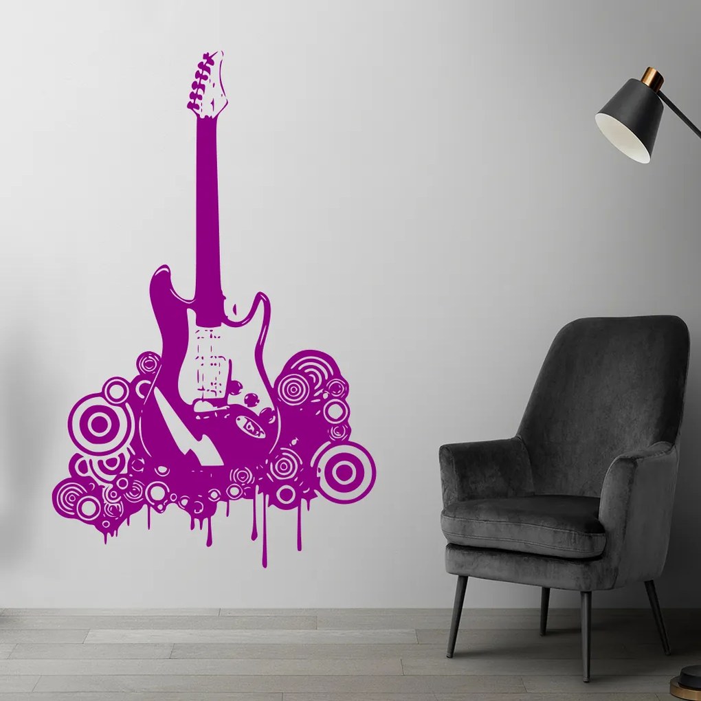 Veselá Stena Samolepka Elektrofonická gitara Farba: oranžová, Veľkosť: 60 x 37 cm