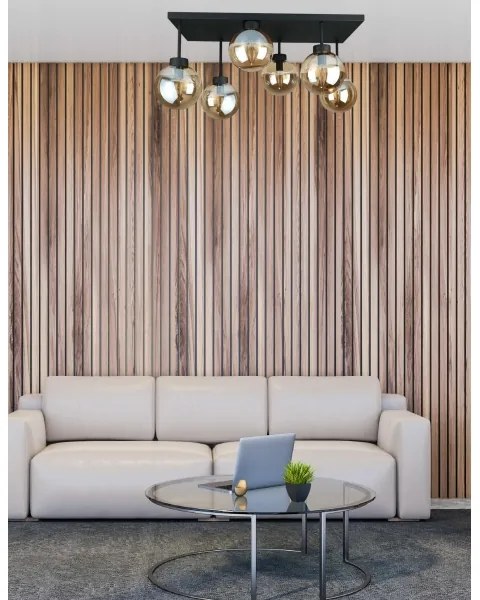 Prisadený luster DEA 6xE14/60W/230V čierna/dymová béžová