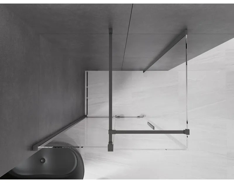Mexen Velar, sprchový kút s posuvnými dverami 90(dvere) x 120(stena) cm, 8mm číre sklo, grafitová matná, 871-090-120-01-66