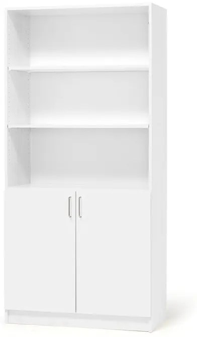 Drevená úložná skriňa THEO s 2 dverami, 1000x320x2100 mm, biela