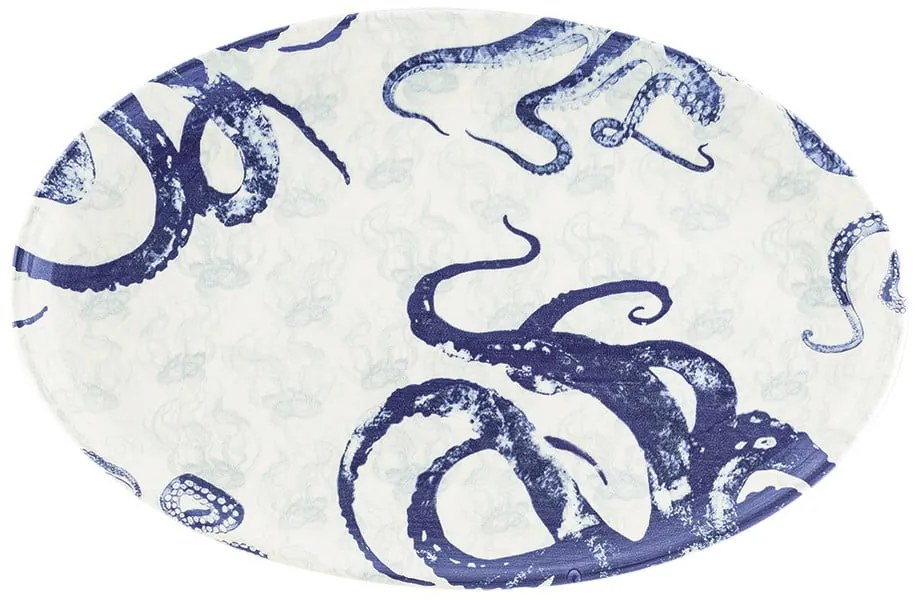 Modro-biely keramický servírovací tanier Villa Altachiara Positano, 40 x 25 cm