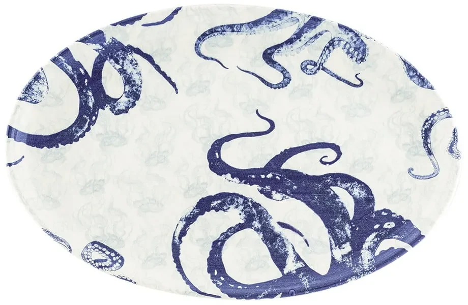 Modro-biely keramický servírovací tanier Villa Altachiara Positano, 40 x 25 cm