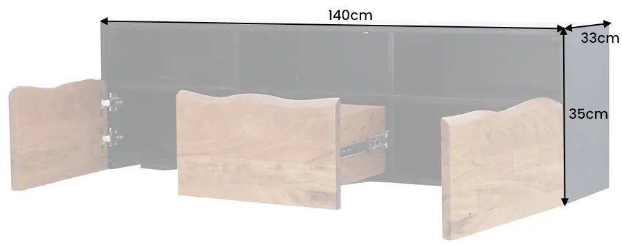 TV Komoda Organic Artwork 140 cm Akácia závesná