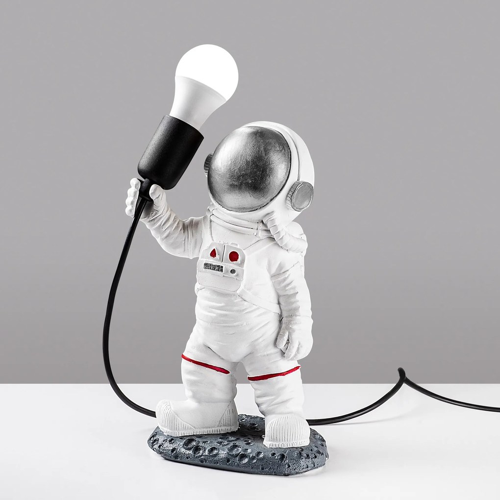Stolná lampa Astronaut strieborná/biela