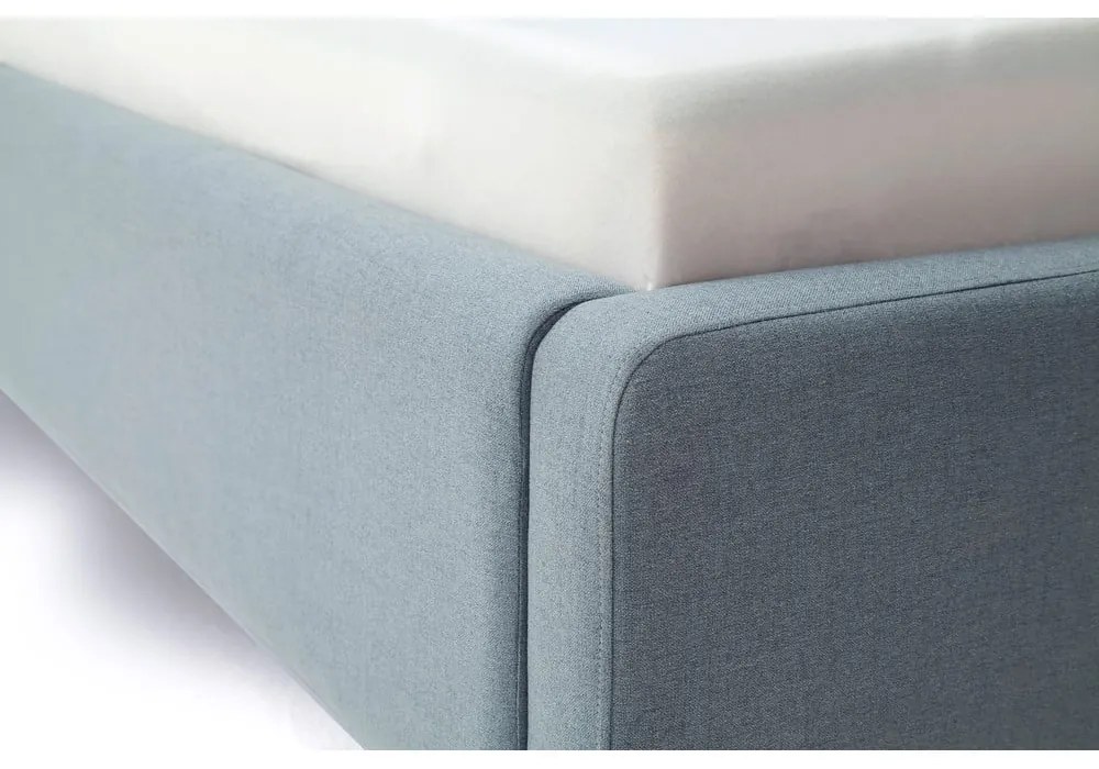 Sivomodrá čalúnená dvojlôžková posteľ s úložným priestorom s roštom 140x200 cm Mattis – Meise Möbel