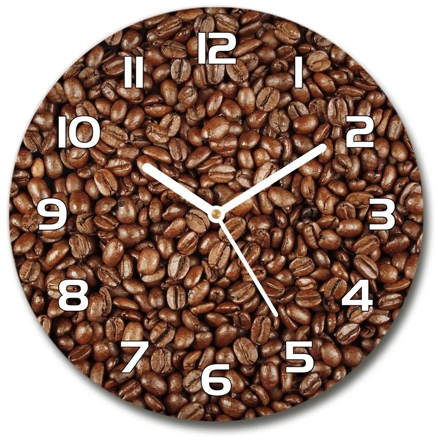 Sklenené hodiny okrúhle Zrnká kávy pl_zso_30_f_61382214