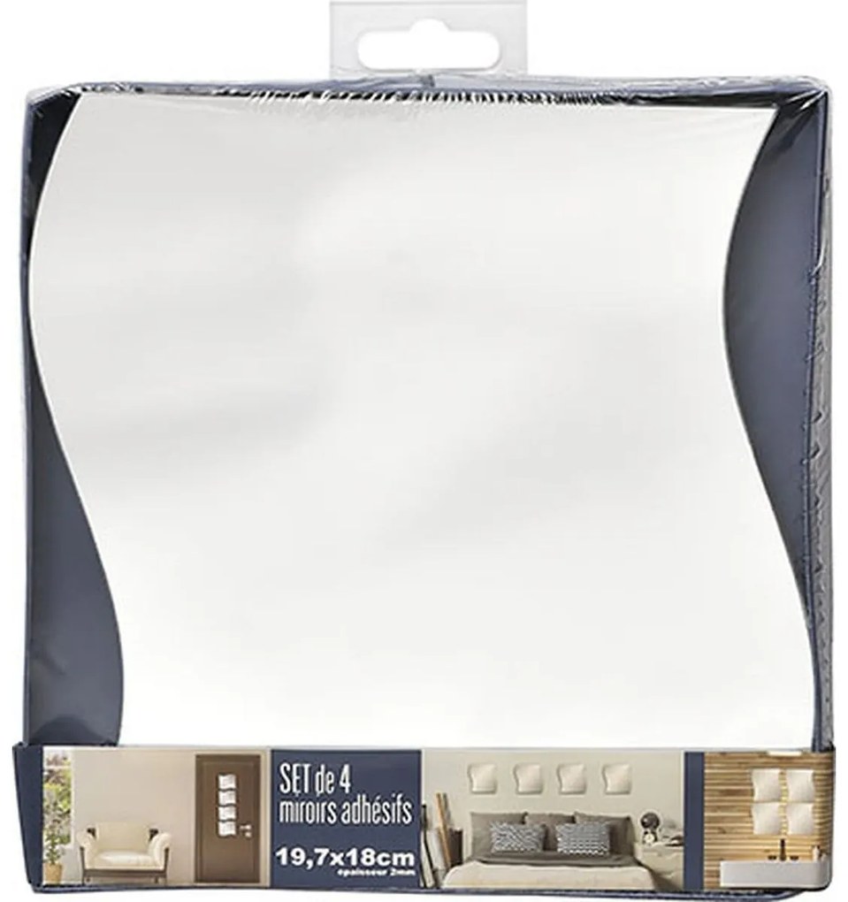 TENDANCE Zrkadlo Levi Waves, strieborné, sada 4ks