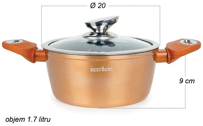 15-dielna sada riadu s mramorovým povrchom BestBerg BBN-1015G / zlatá
